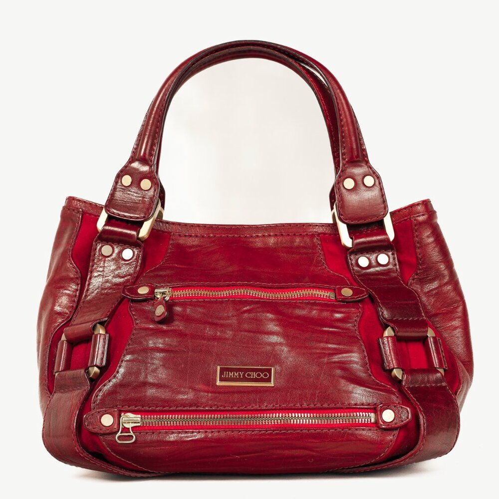 Jimmy Choo Mahala Red Slouchy Leather & Suede Shoulder Bag